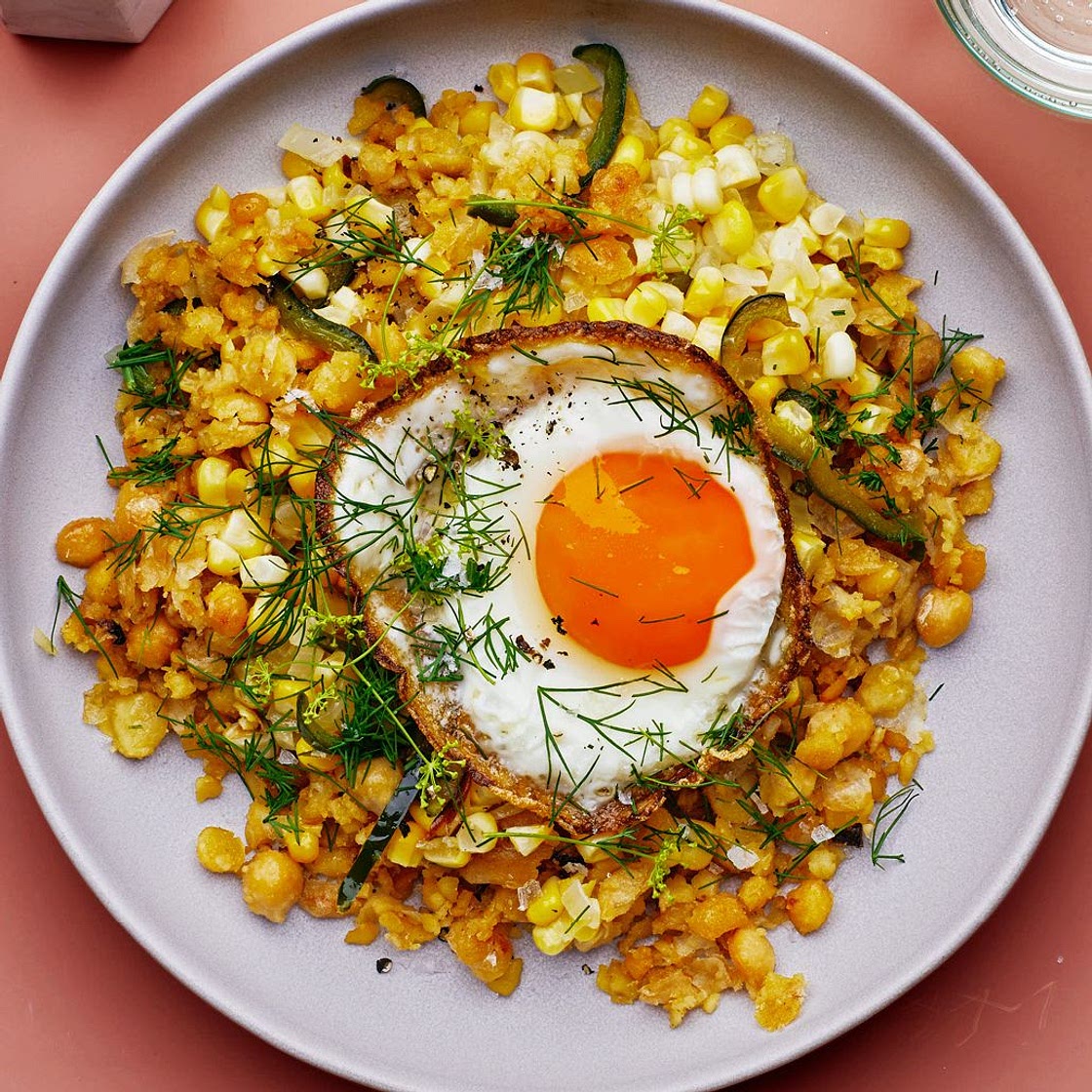 Garlicky Smashed Chickpeas With Corn