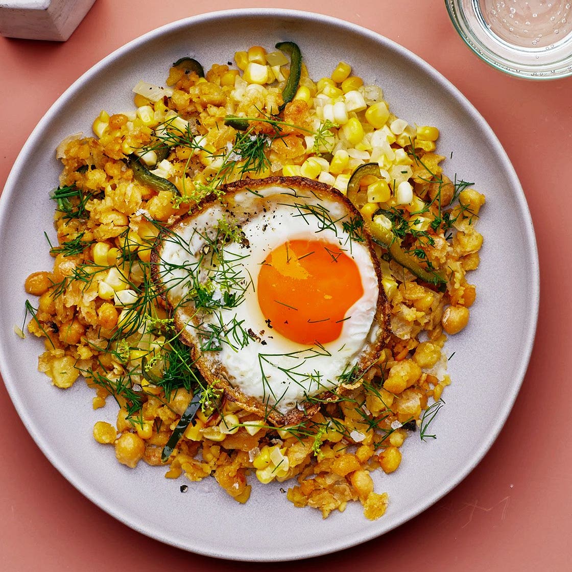 Garlicky Smashed Chickpeas With Corn