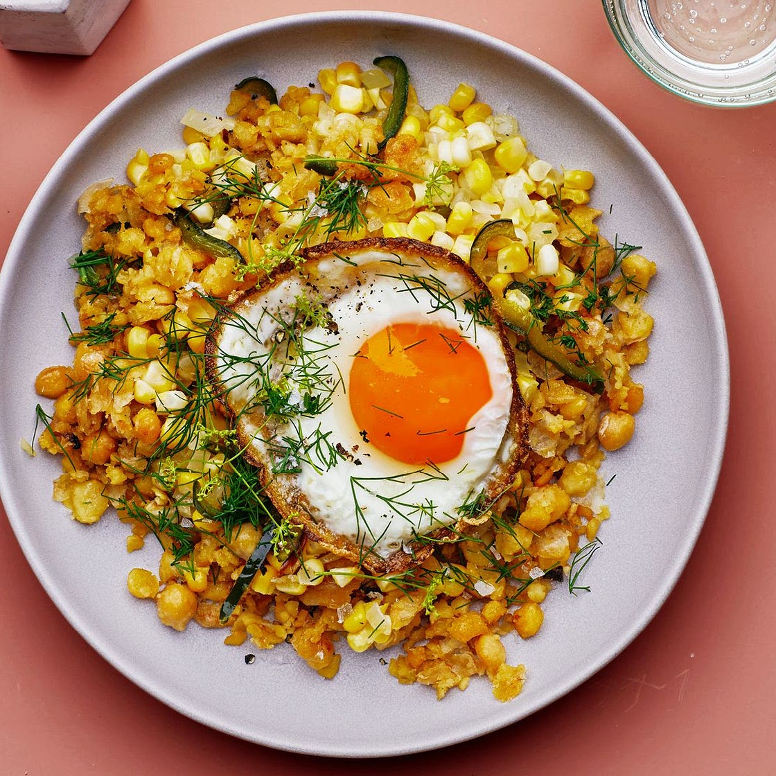 Garlicky Smashed Chickpeas With Corn