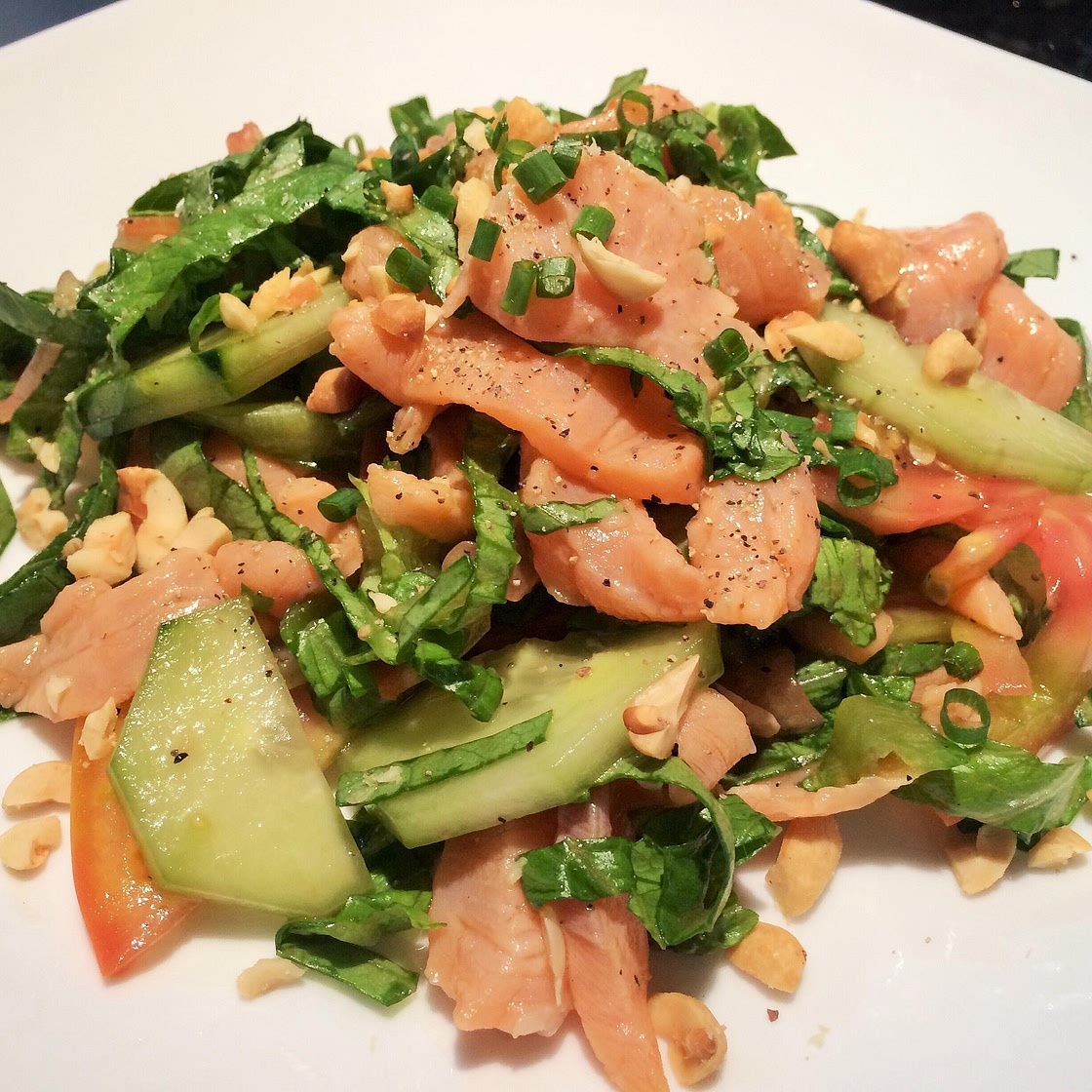 Receita de Salada de salmão e pepino