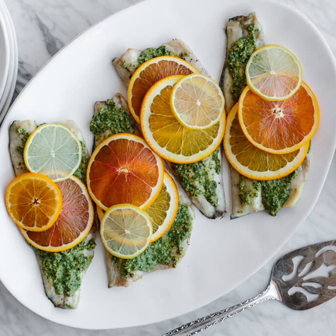 Roasted Branzino with Citrus Pesto