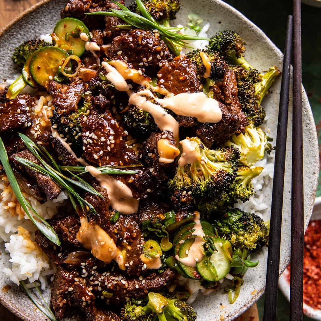 Sheet Pan Spicy Ginger Sesame Beef and Broccoli