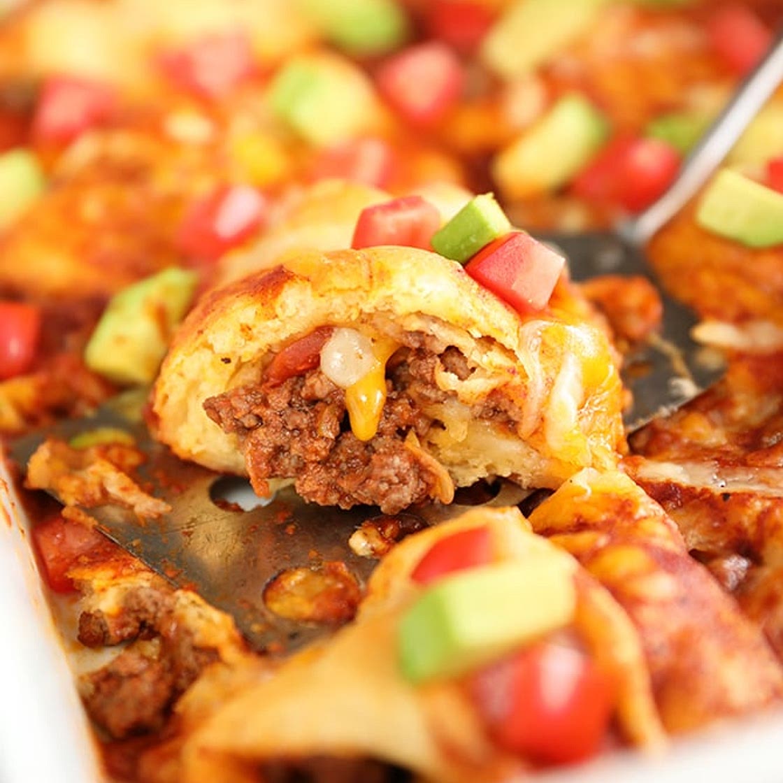 Beef Enchilada Crescent Roll-Ups
