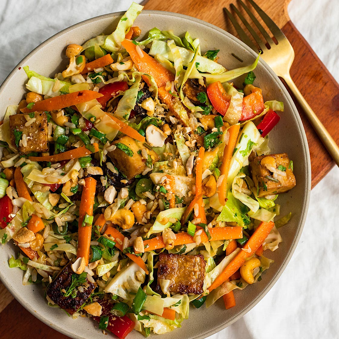 Vegan Egg Roll Salad with Tofu