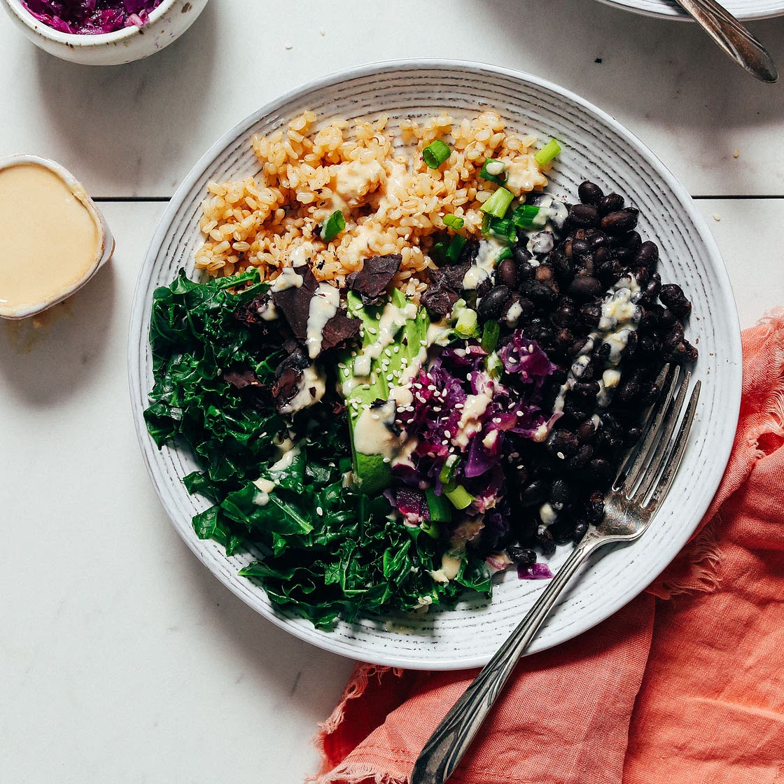 Black Bean Buddha Bowl with Gingery Lemon Tahini Sauce