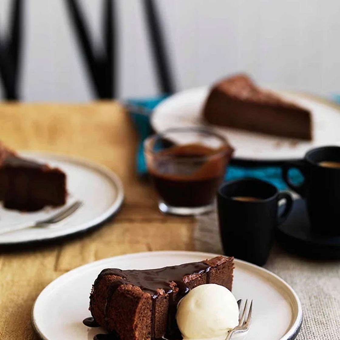 Venetian chocolate cake with star anise gelato