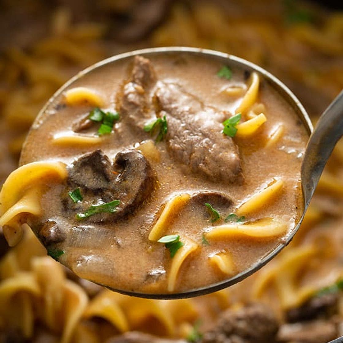 One-Pot Beef Stroganoff Soup