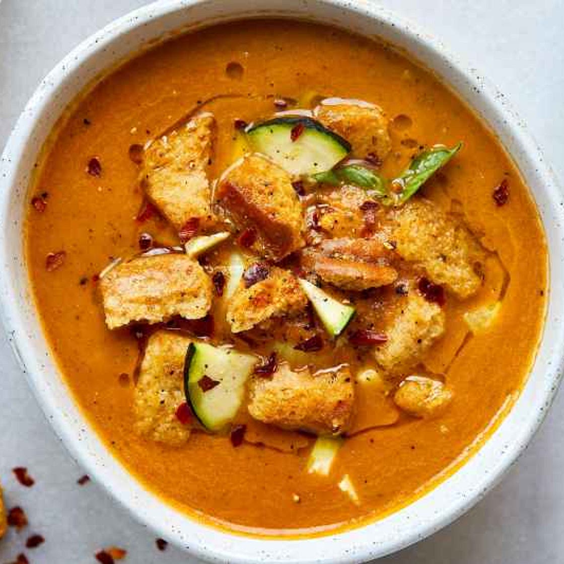 Healthy Tomato Zucchini Soup {Vegan + Gluten-Free}