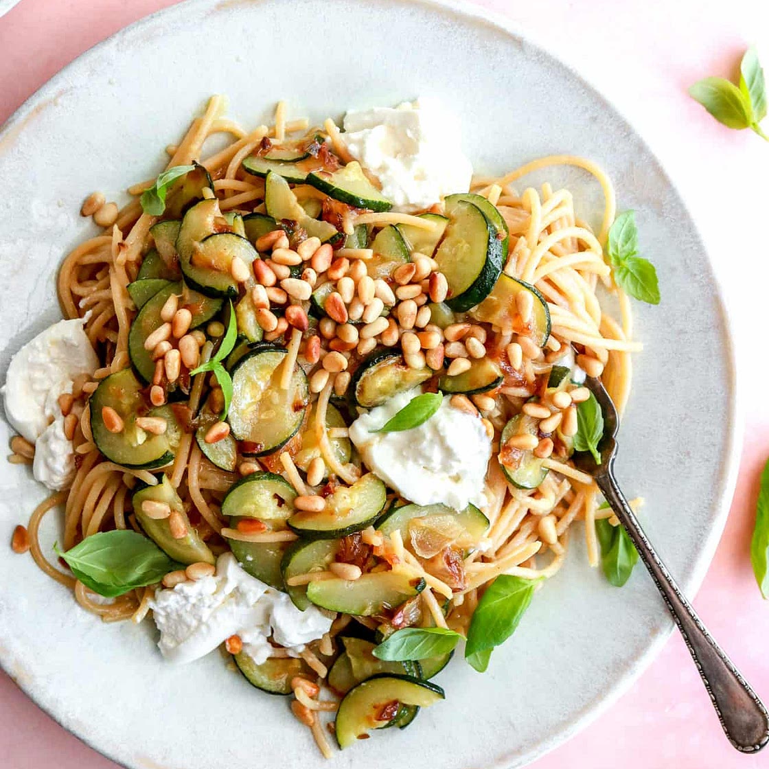 Lemon Zucchini Burrata Pasta
