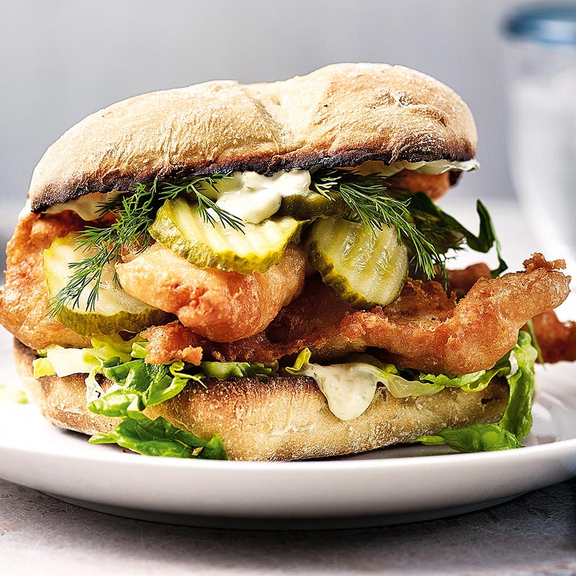 Posh fish-finger sandwiches