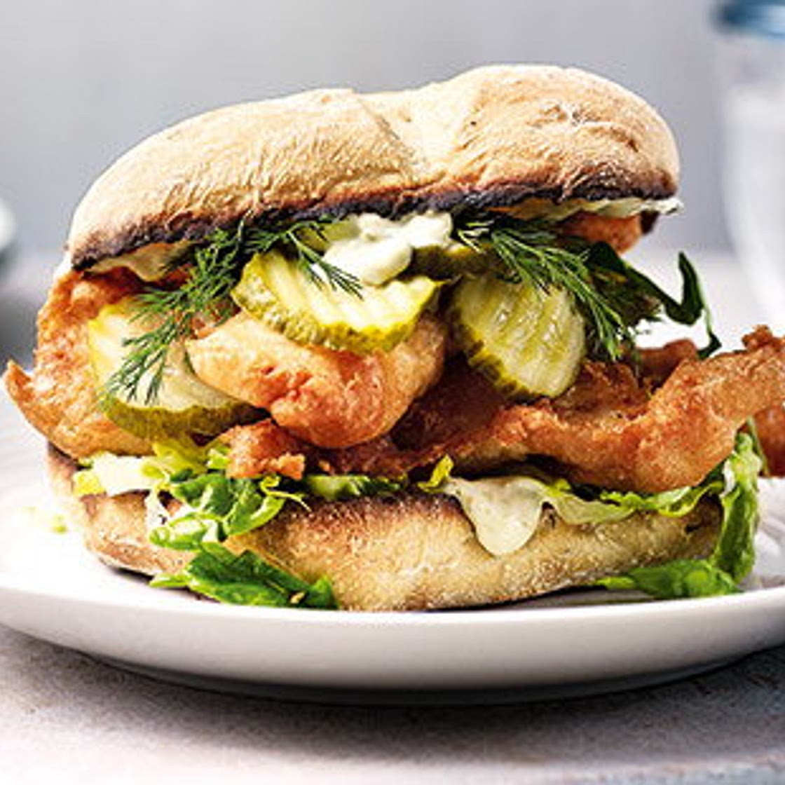 Posh fish-finger sandwiches