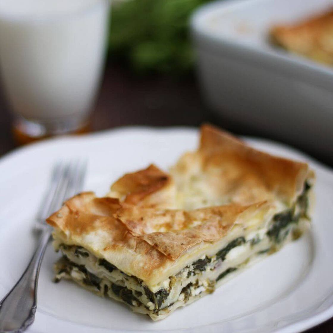 Turkish Borek with Spinach and Feta Cheese