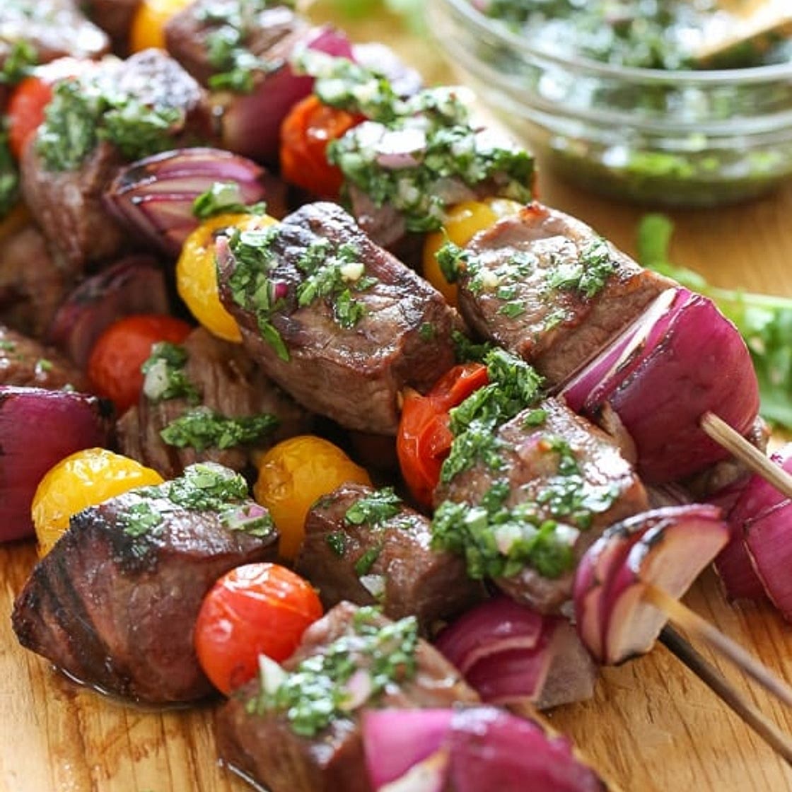 Steak Kebabs with Chimichurri