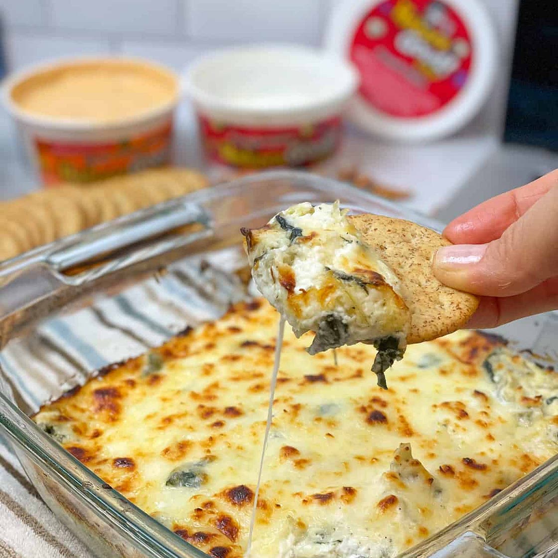 French Onion Spinach Artichoke Dip