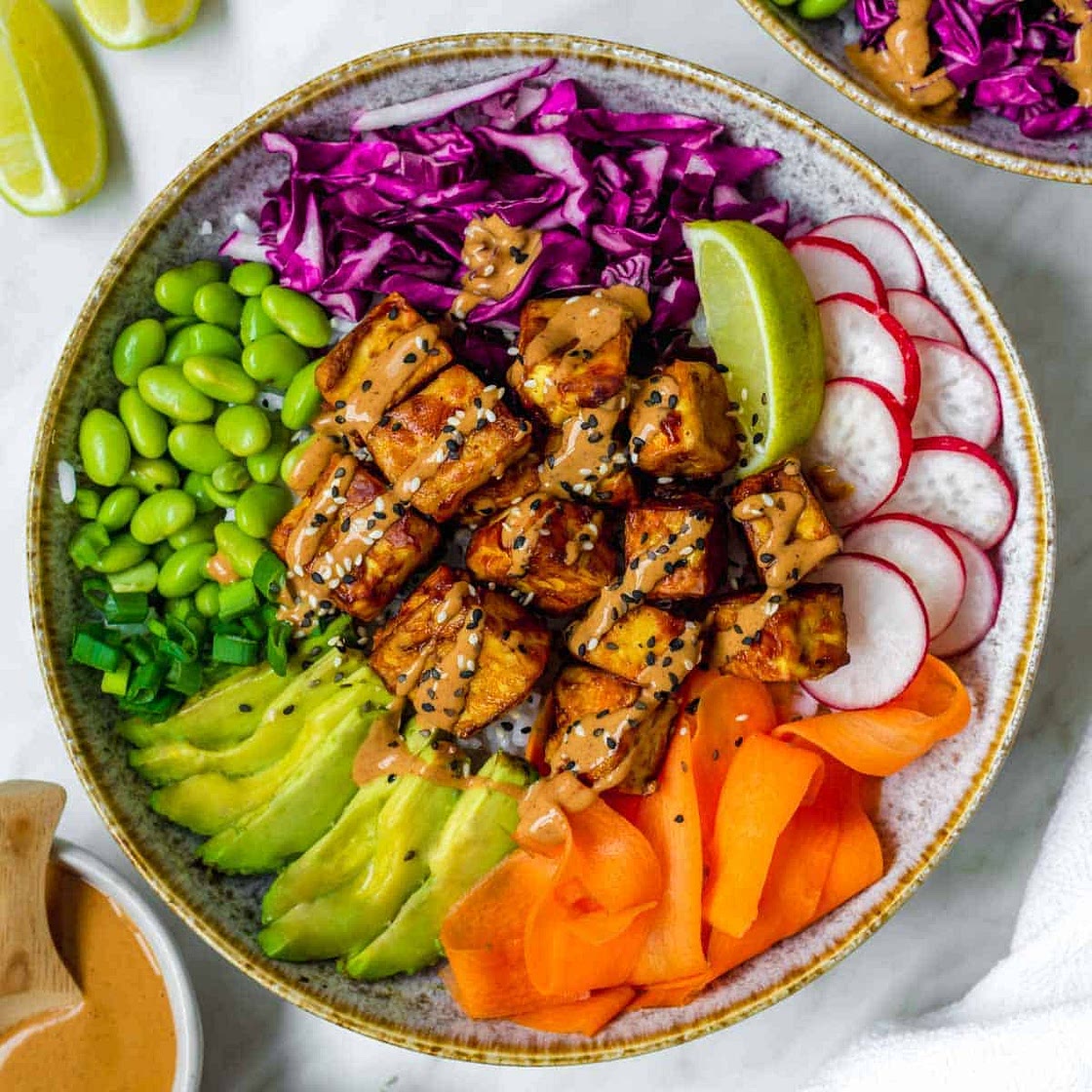 Tofu Buddha Bowl with Peanut Sauce