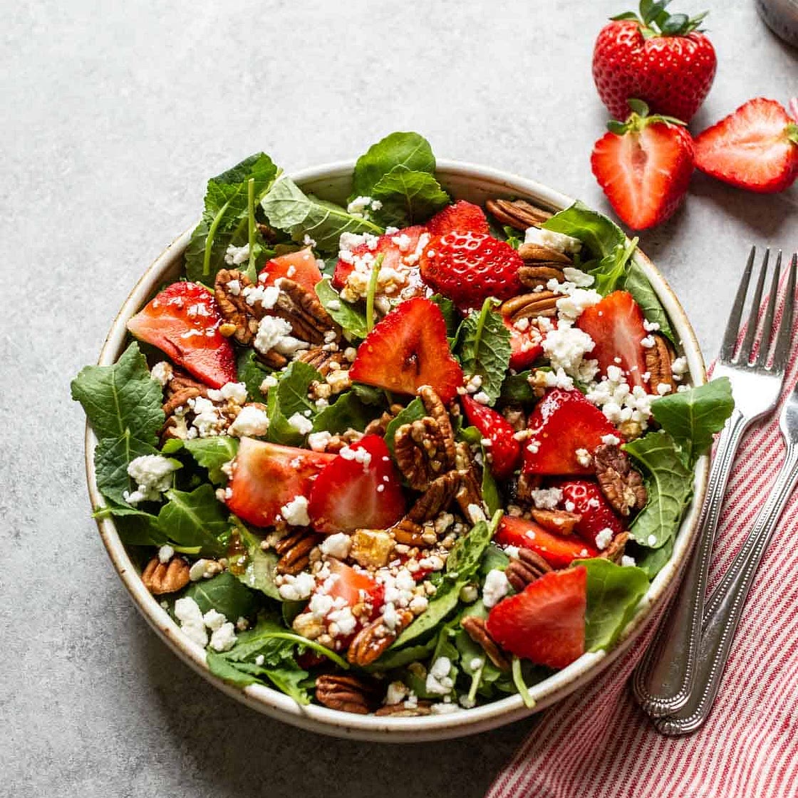 Kale and Strawberry Salad with Pecans