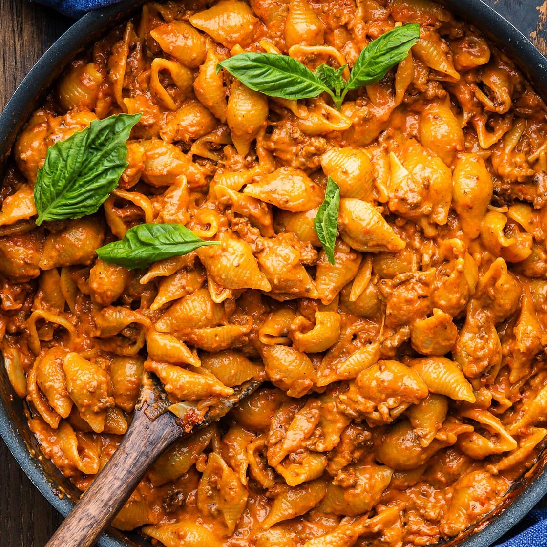 One-Pot Creamy Beef and Shells