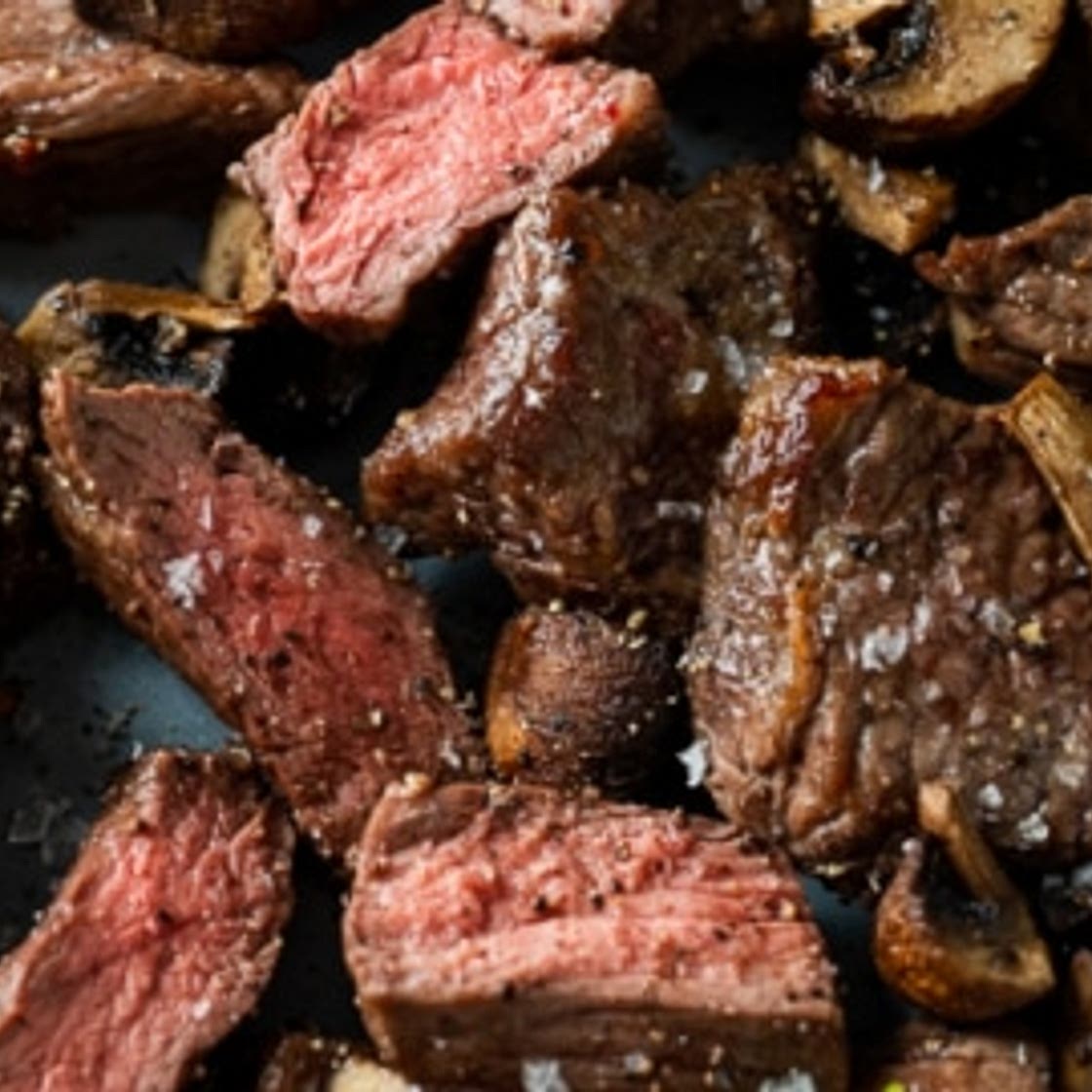 Air Fryer Steak Bites & Mushrooms