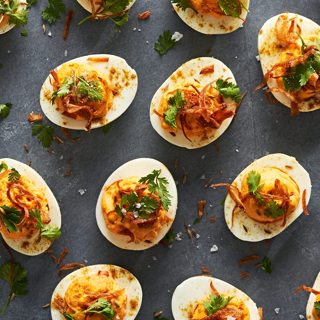 Harissa Deviled Eggs
