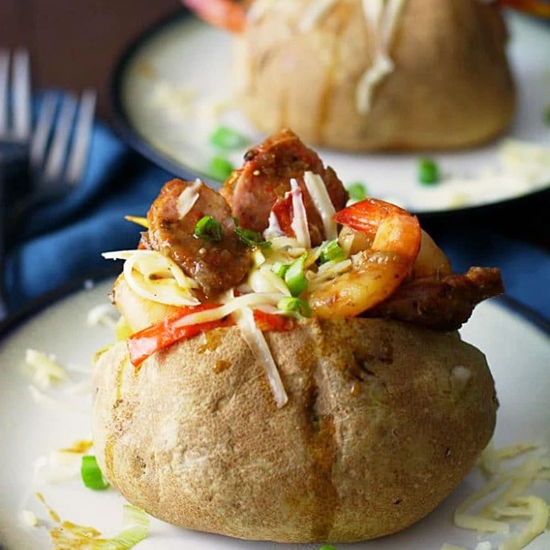 Gluten Free Jambalaya Stuffed Baked Potatoes