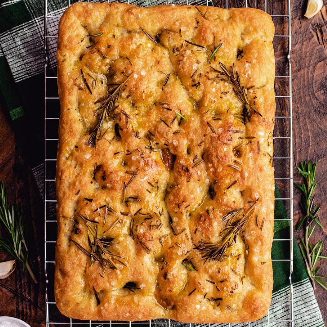 No-Knead Garlic and Rosemary Focaccia