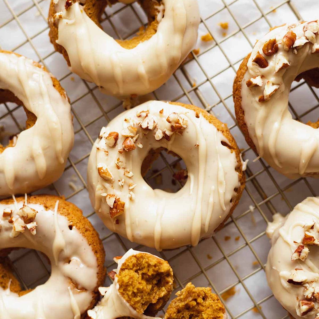 Baked Pumpkin Donuts with Maple Glaze