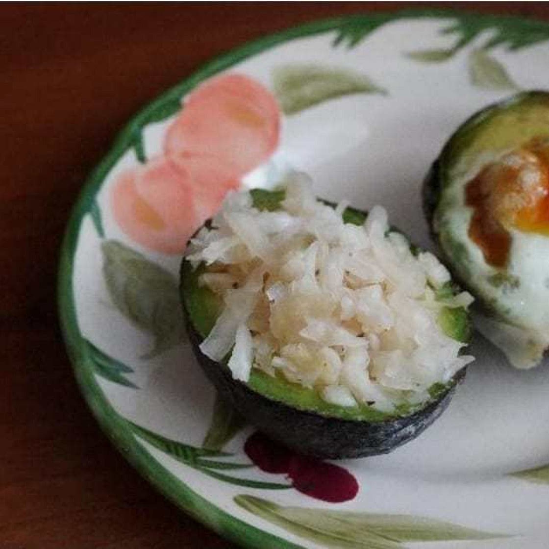 Topped avocado halves