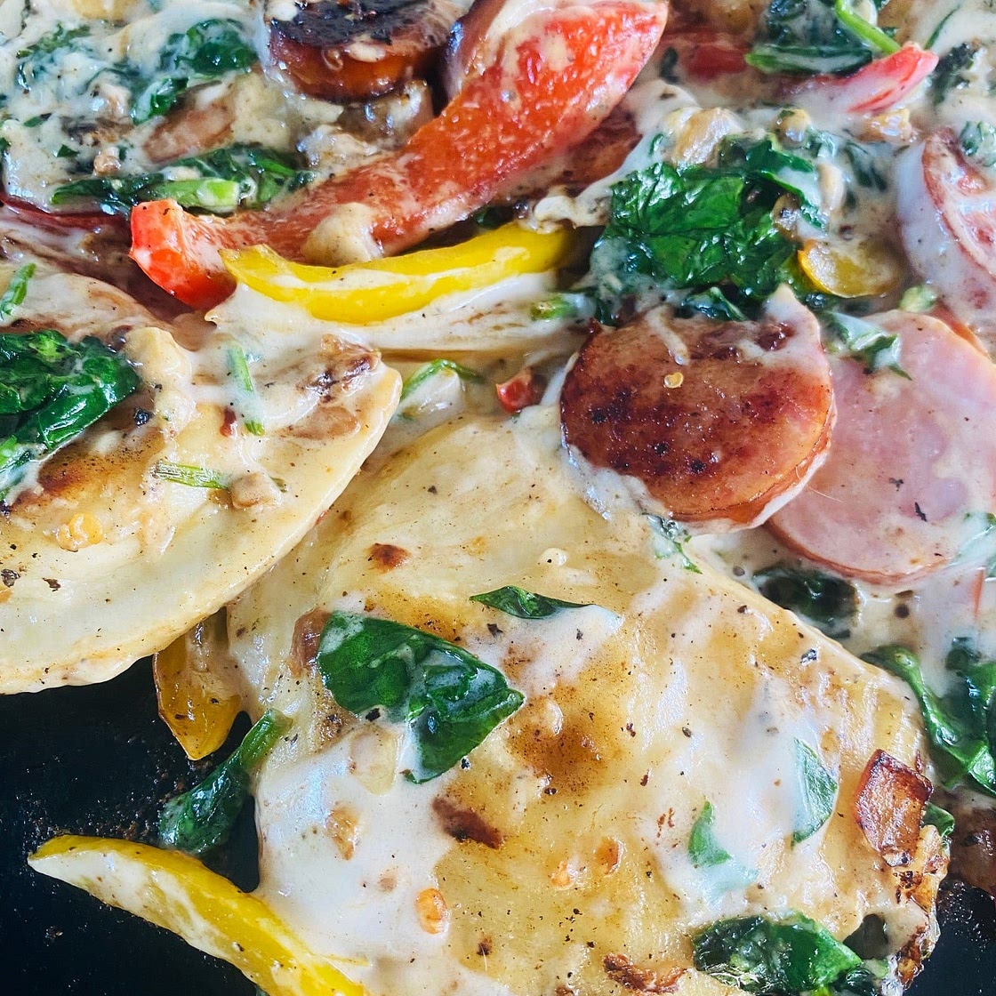 Blackstone Sausage and Pierogies