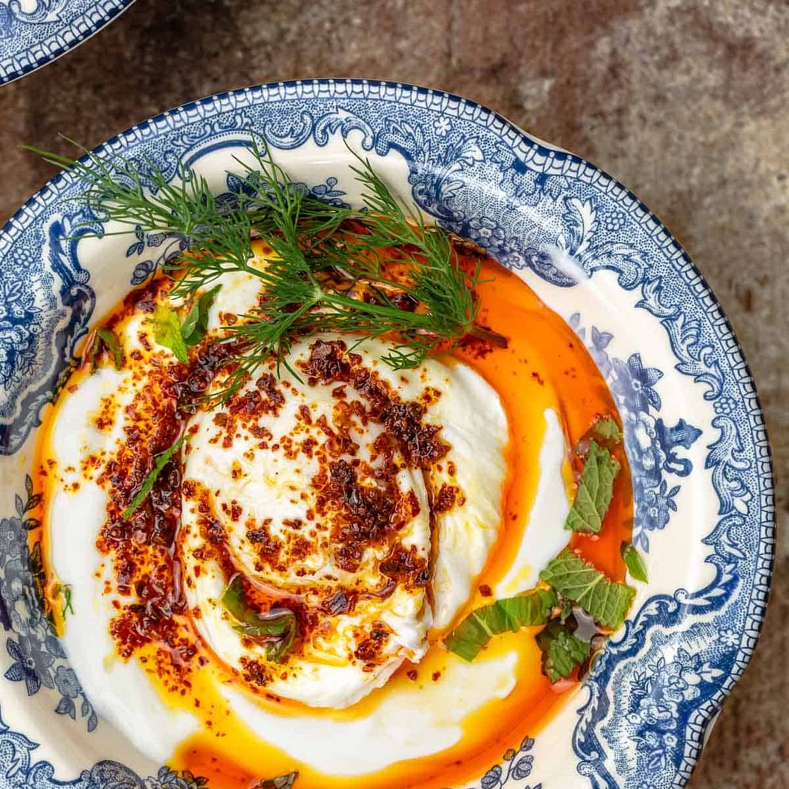 Cilbir: Turkish Eggs in Garlicky Yogurt Sauce