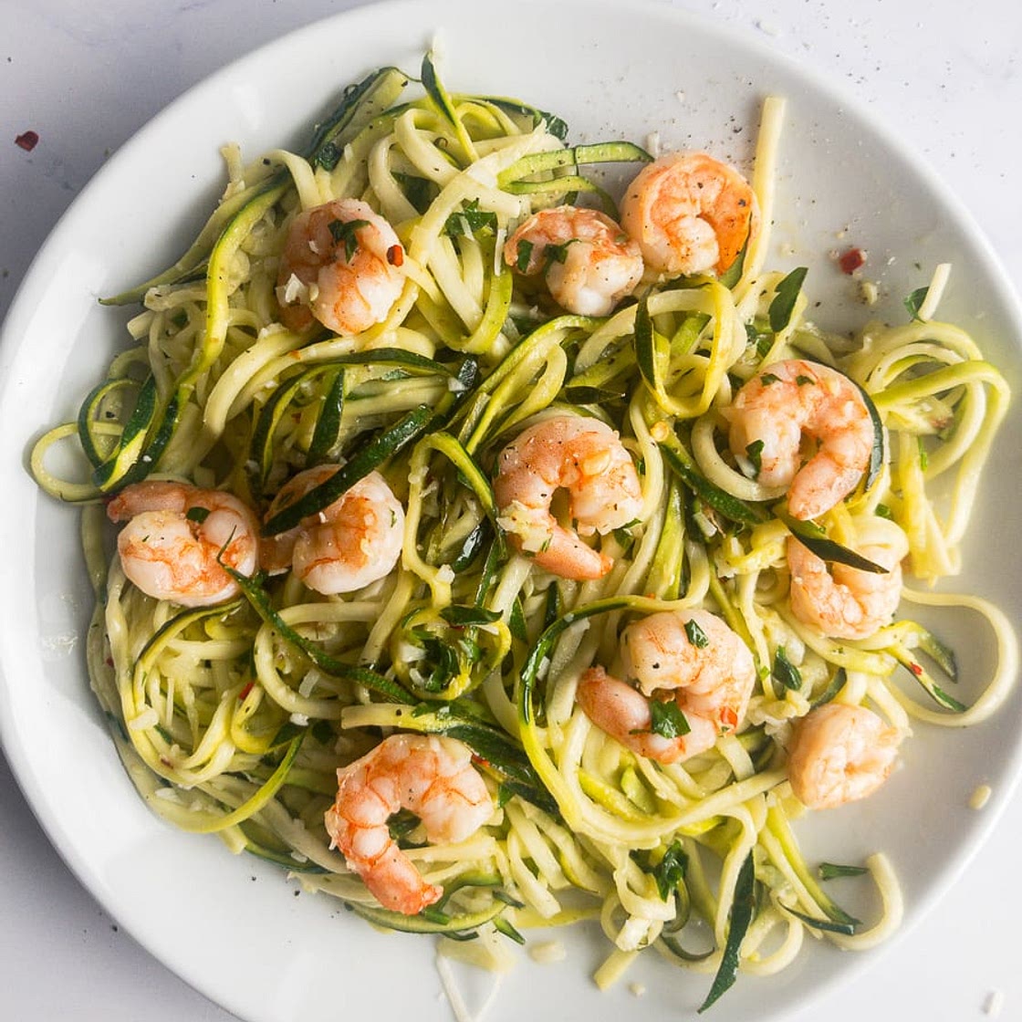 Zucchini Noodles with Garlic Shrimp