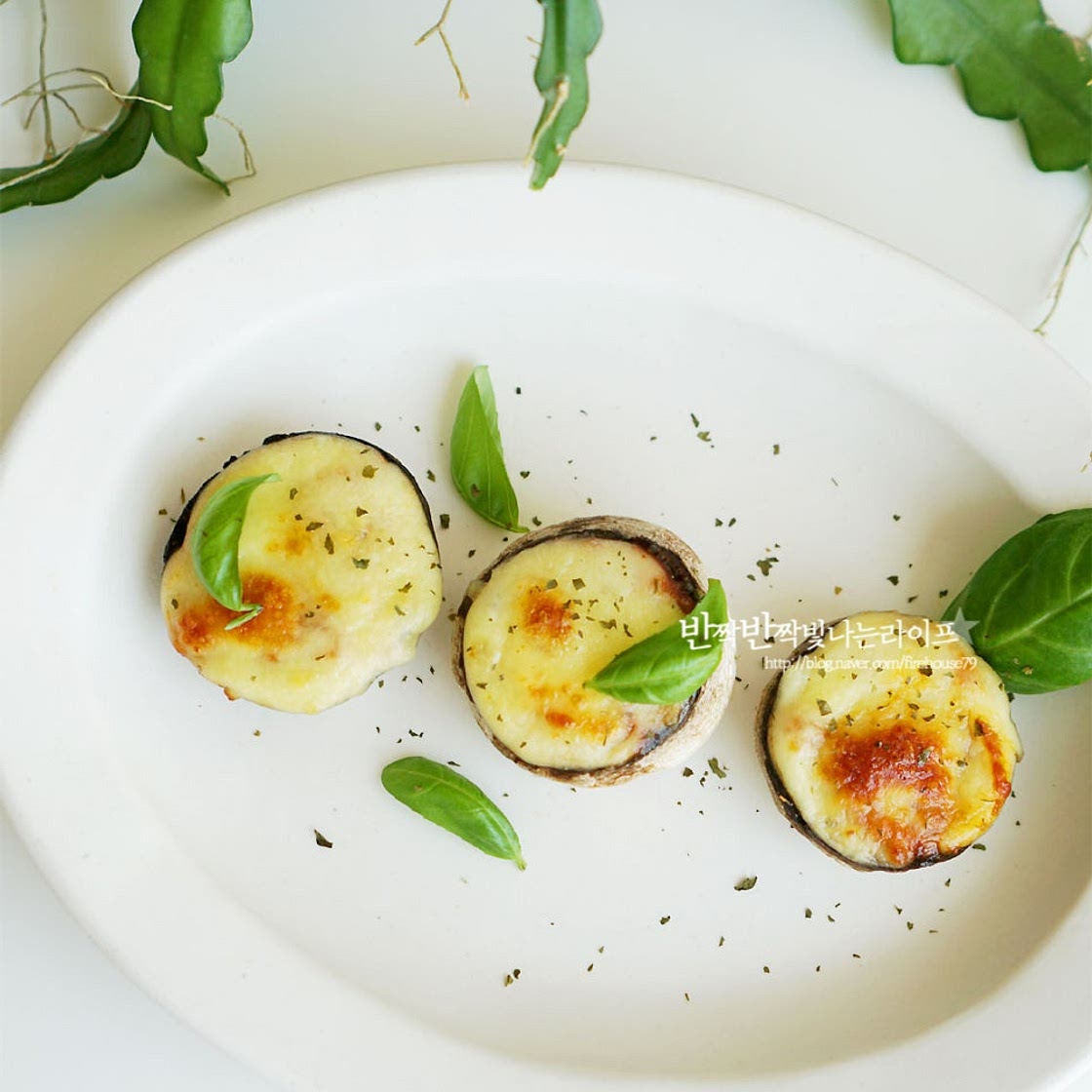 양송이버섯 구이 요리 치즈 듬뿍 핑거푸드