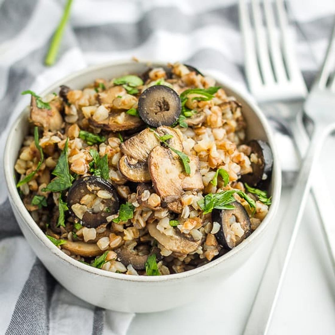 Buckwheat Kasha with Mushrooms and Olives
