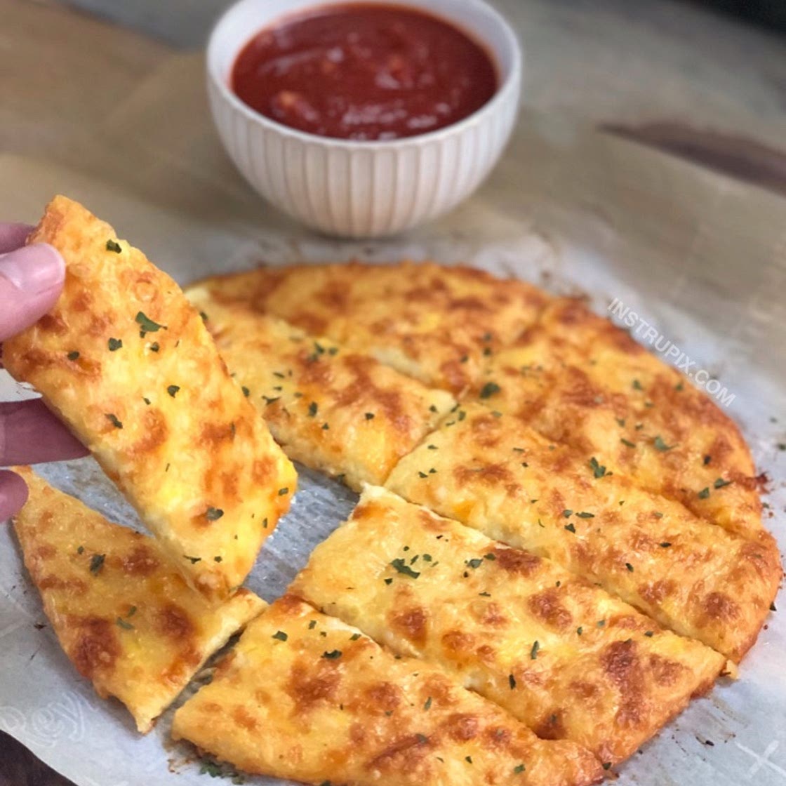 KETO Cheesy Garlic "Breadsticks" (4 Ingredients)