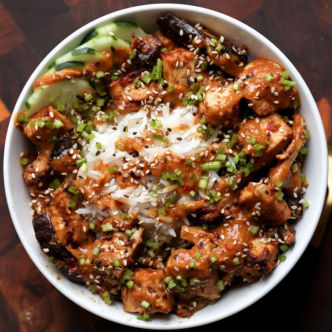 Baked Eggplant and Tofu in Peanut Sauce