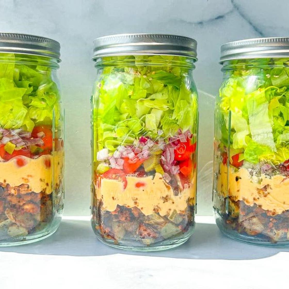 Vegan Big Mac Salad Jars (30g protein)