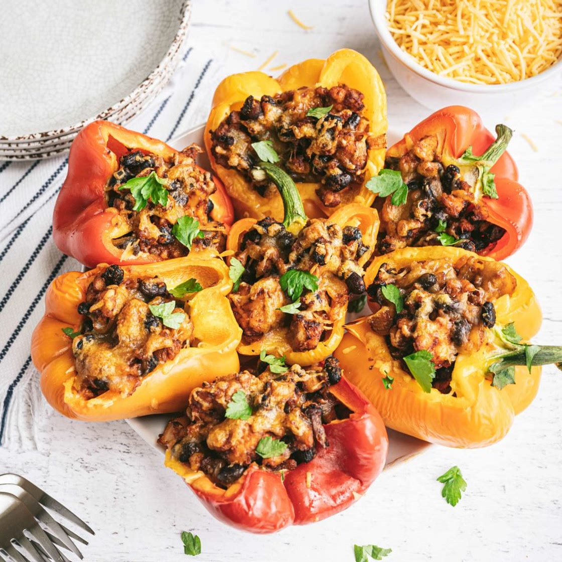 Mexican Tempeh Stuffed Peppers