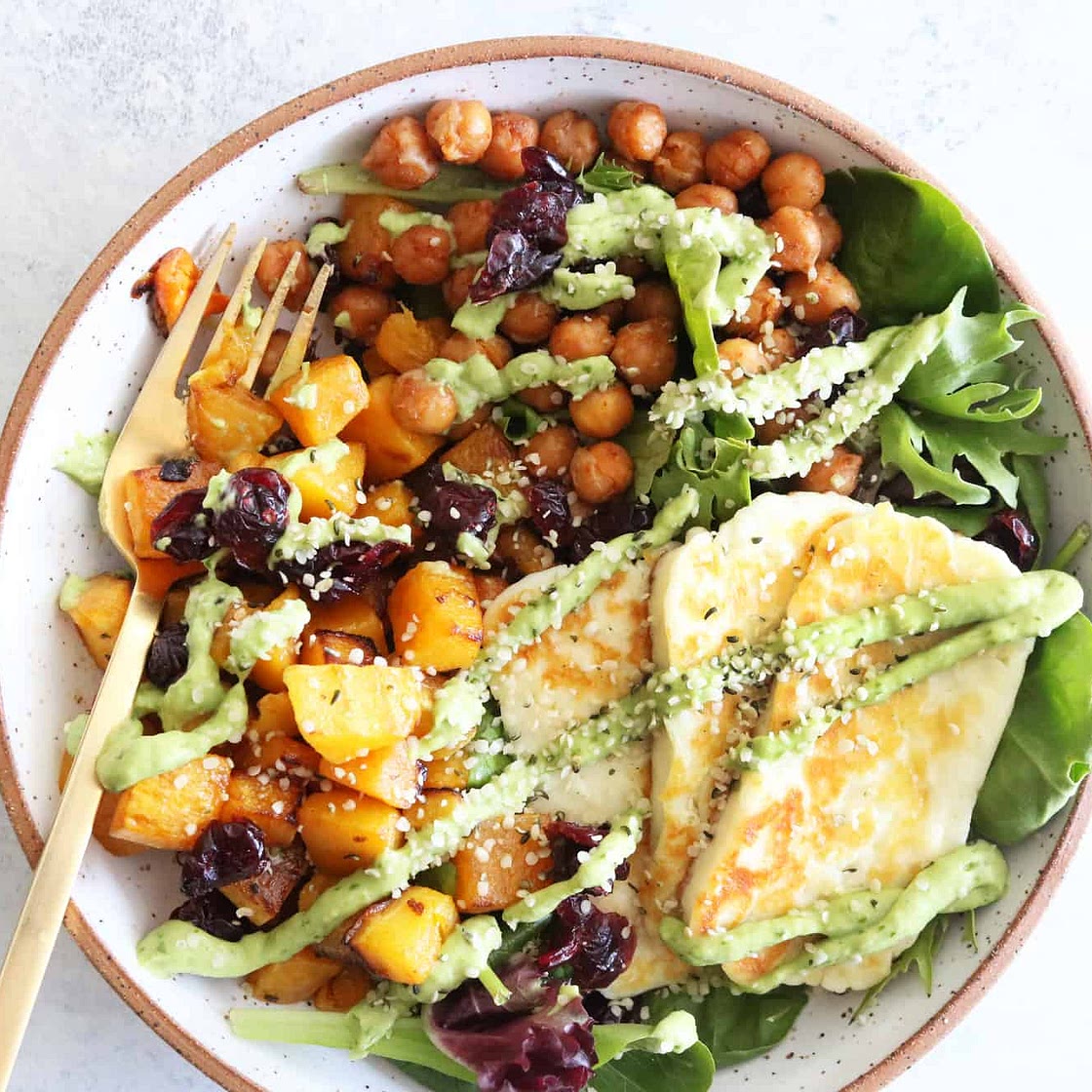 Butternut Squash Halloumi Budda Bowl