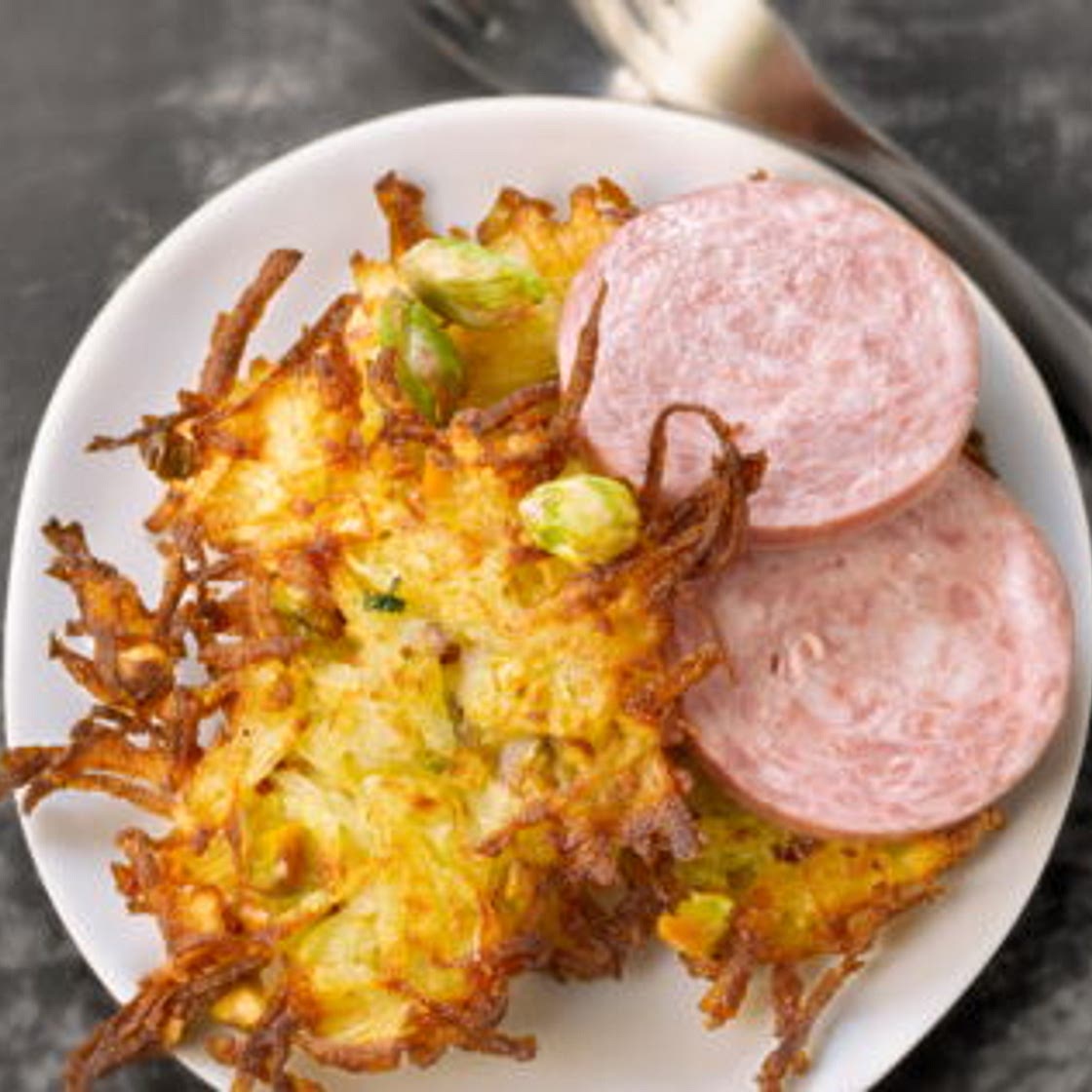 Röstis aux pistaches et saucisson de Lyon