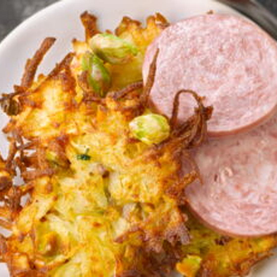 Röstis aux pistaches et saucisson de Lyon