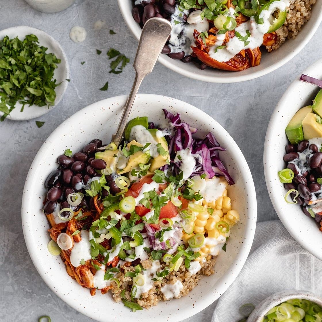 BBQ Ranch Chicken Quinoa Bowls