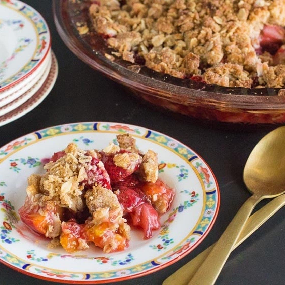 Low FODMAP Strawberry Peach Coconut Crisp