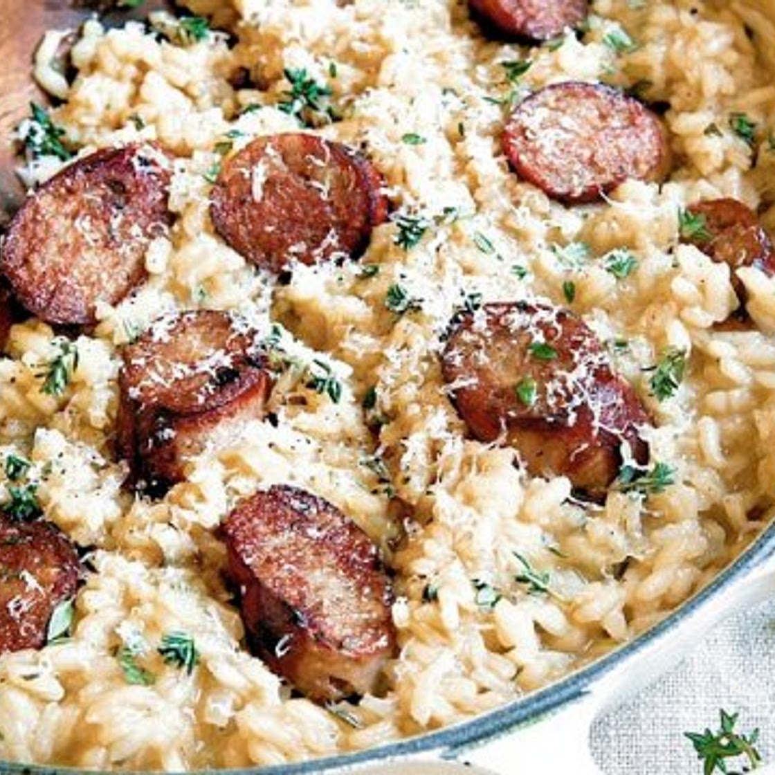 Sausage and white wine risotto