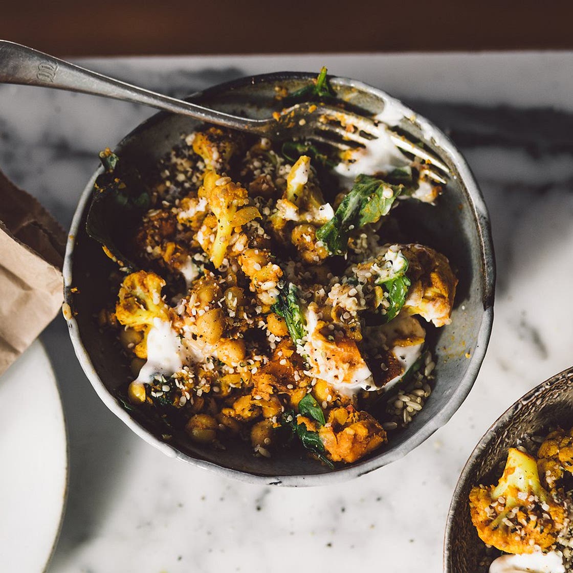 Cauliflower kumara chickpea curry