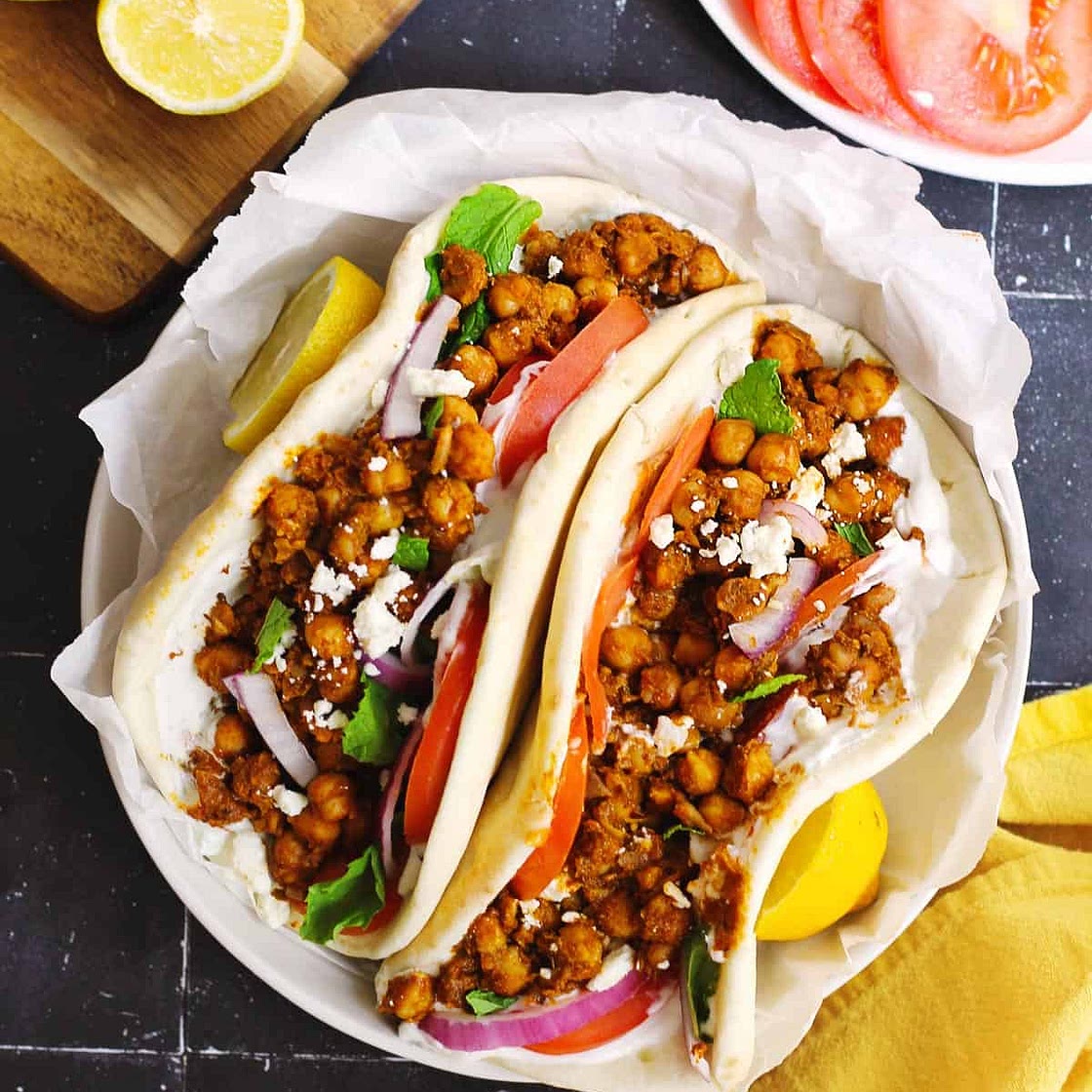 Vegetarian chickpea gyros