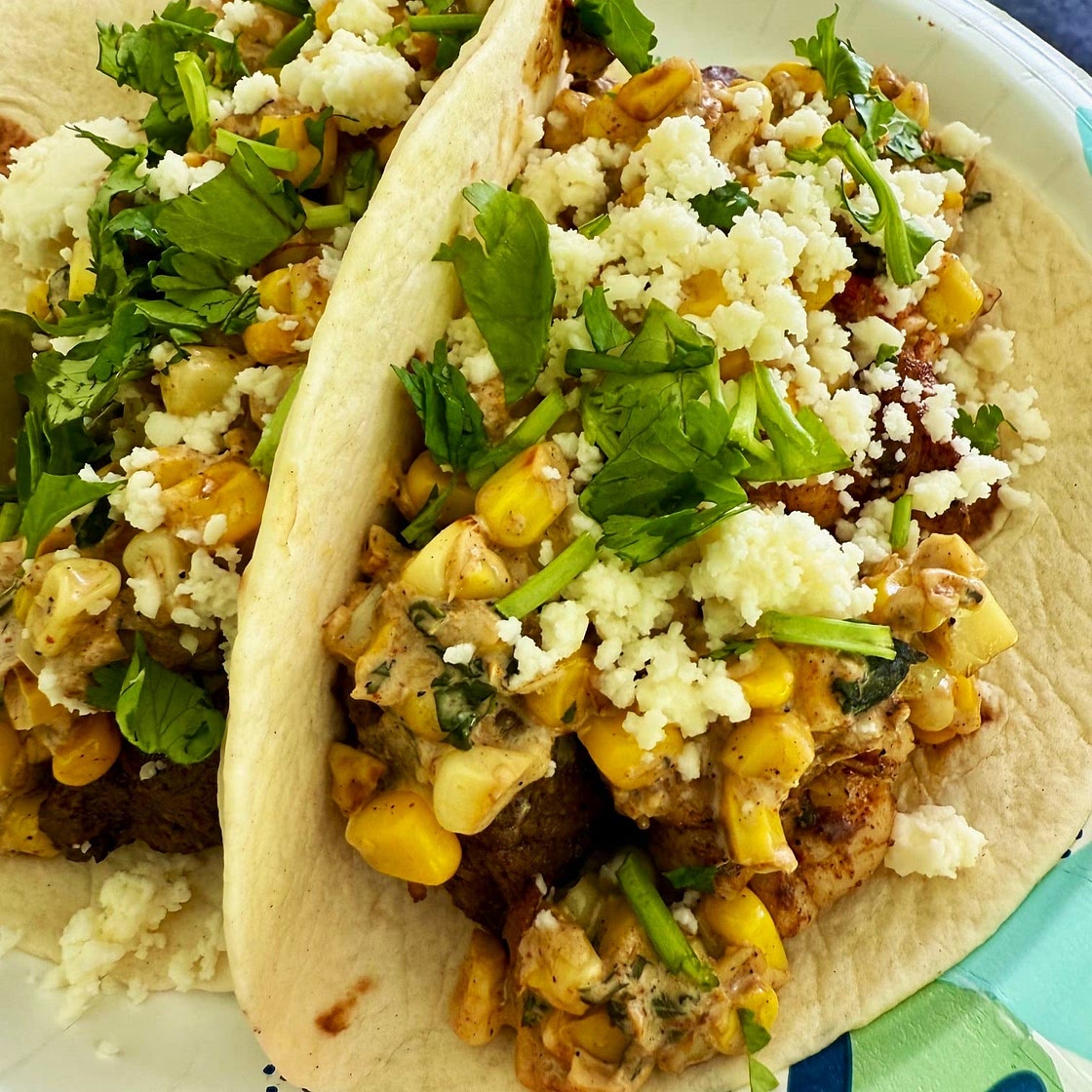 Blackstone Steak and Lobster Tacos