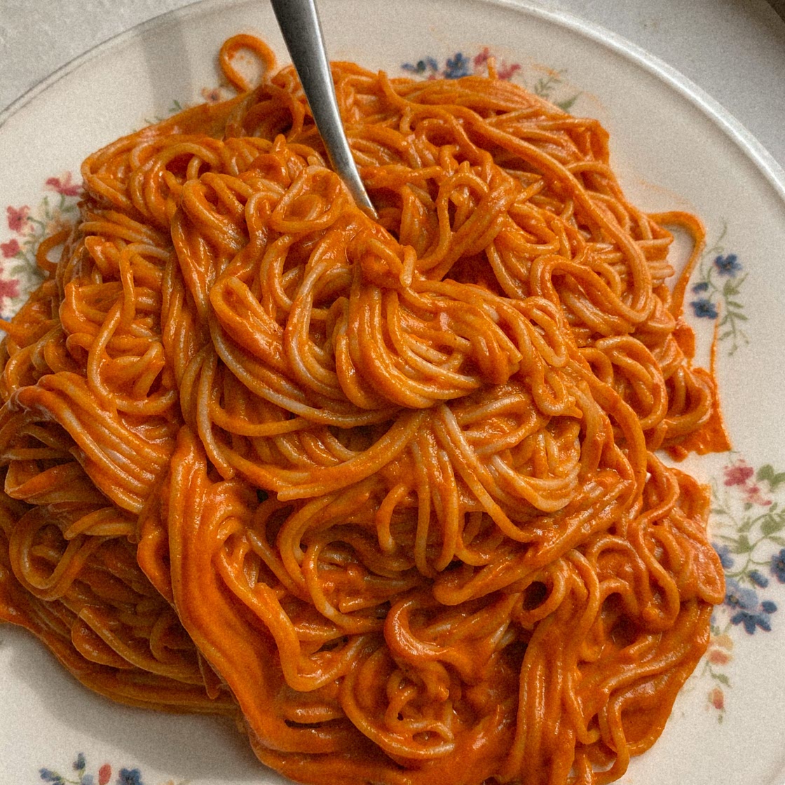 Best Ever Vegan Creamy Tomato Pasta with Vegan Parm