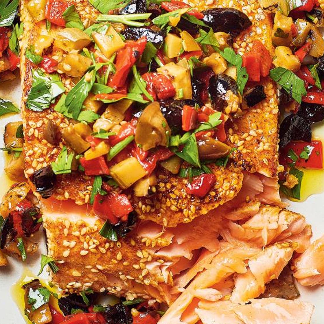 Saumon rôti en croûte de dukka