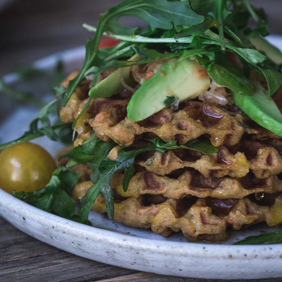 Vegan Mashed Potato Cheese Waffles (V & GF)
