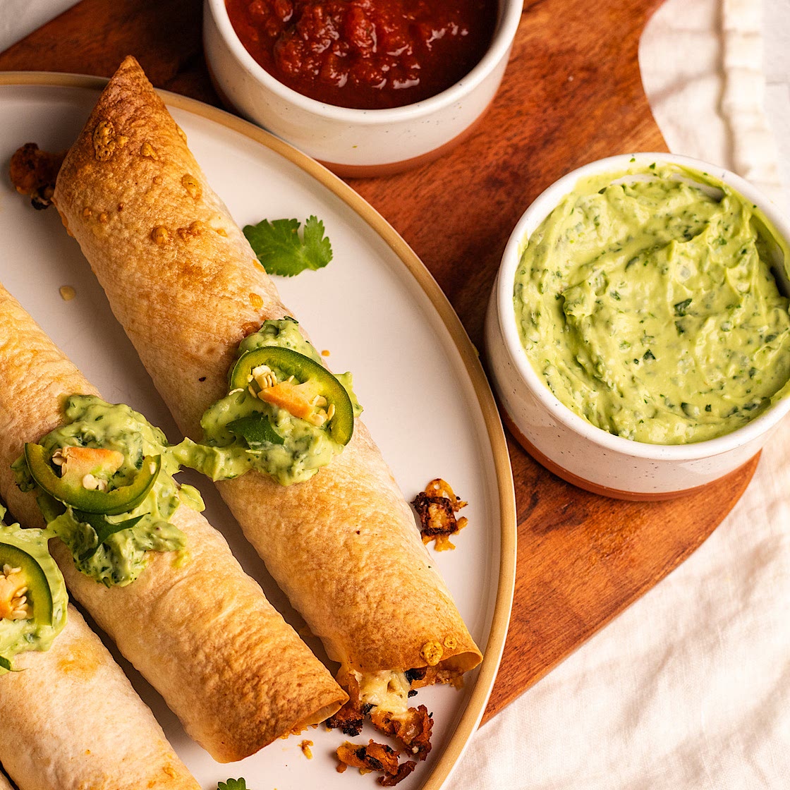 Crispy Baked Buffalo Chickpea Taquitos