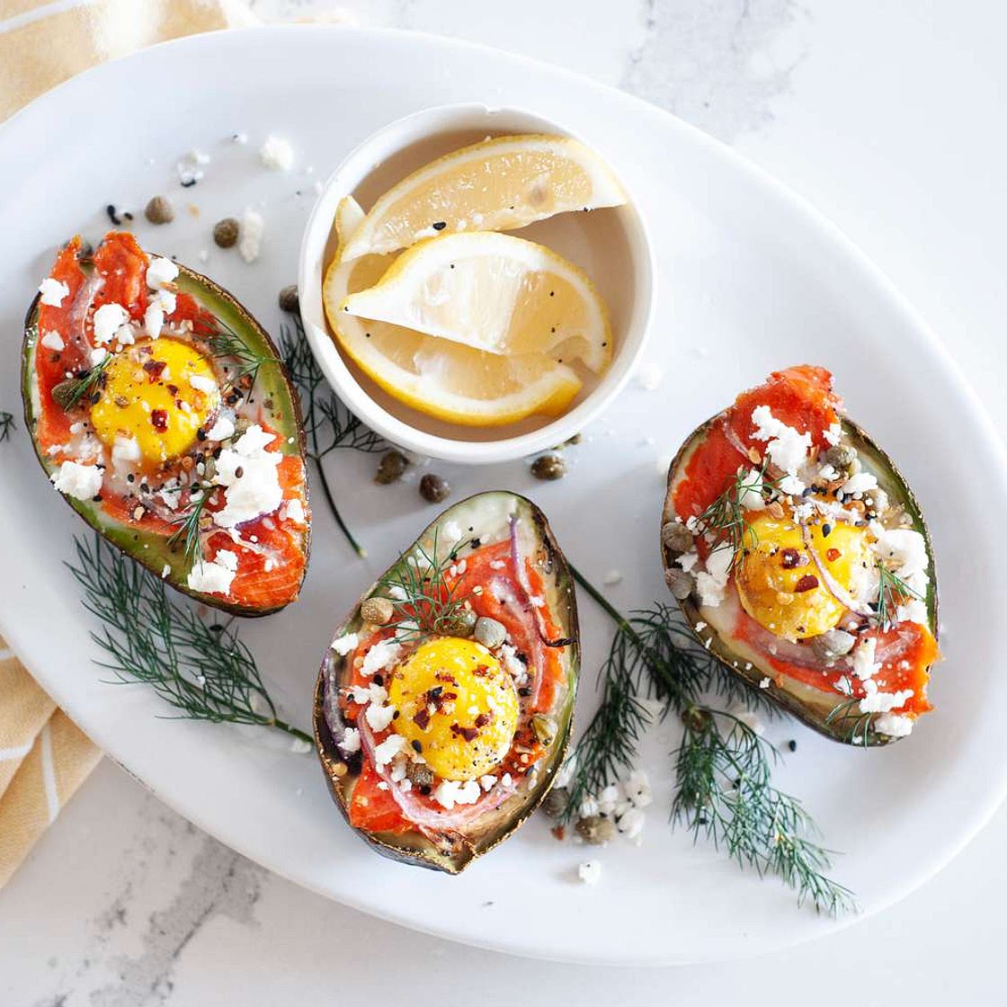 Baked Eggs in Avocado with Salmon